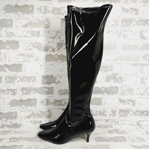 New Abound Carmy Black Faux Patent Leather Over the Knee Boots i415